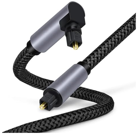 Câble Audio Optique Numérique 5.1 Coudé À 90 Degrés, Compatible Toslink SPDIF, Câble Coaxial For Lecteur Blu-ray, Barre De Son Xbox, Câble Fibre Optique(1m)