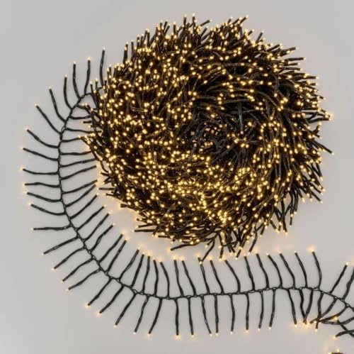 Generico Catena Luminosa Natalizia Millepiedi, Luci di Natale, 2000 LED, Luce Calda, 40 metri, uso Interno ed Esterno, Timer, 8 Giochi di Luce, Cavo Verde festone luci a grappolo per albero