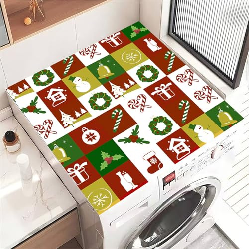 Highdi Noël Rouge 3D Housse de Protection pour Machine à Laver Top, Coussin de Machine à Laver Antidérapant Housse de Machine à Laver pour Machine à Laver Sèche-Linge (Bonhomme de Neige,30x40cm)