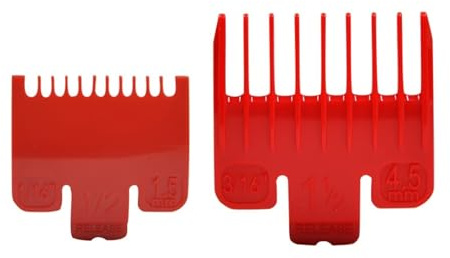Führungskämme 1,5–4,5 mm, rot, professioneller Schneidekamm for Haarschneidemaschinen, kompatibel mit Kemei, Wahl und Babyliss, Ersatzteile for Haarschneider