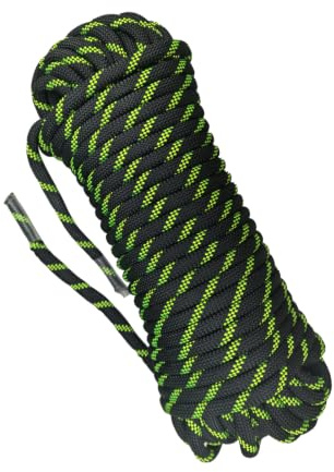 YIUBCZOQI 40m Corda Statica da Arrampicata 10mm per Outdoor Sport, UIAA | nylon ad alta resistenza, anti-abrasione, anti-UV, nero fluorescente, per alpinismo, soccorso e Campeggio