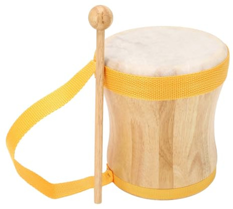 Fafeicy Handtrommel, Bongotrommel aus Holz mit Schaffelldecke, Tragbares Musikinstrument für Kinder und Partys (YELLOW)