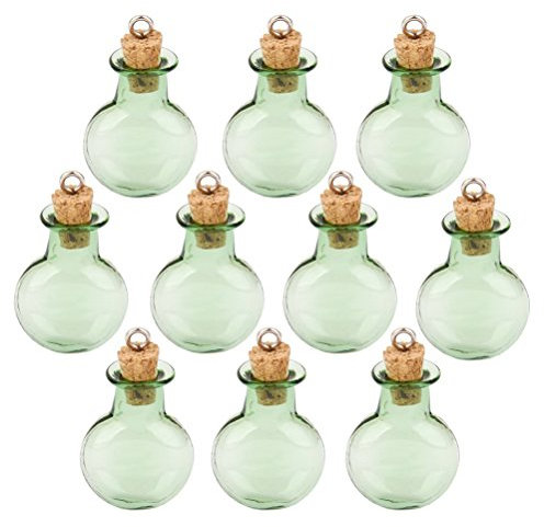BESTOMZ Mini Glasfläschchen mit Korkverschluss/kleine Glasflaschen/Mini Flasche/Mini Fläschchen mit Korken 10 STK (Green)