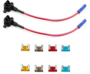KOLACEN Automotive Car Truck 2 Stück 16 Gauge Add-a-Schaltung Sicherung TAP Adapter für Low-Profile Mini Blade Typ Sicherung + 8 Stück Low Profile Mini Sicherung 5Apm 7.5Apm 10Apm 15Apm