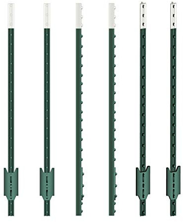 VOSS.farming T-Pfosten 152cm 100 Stück, Metallpfahl Festzaunsystem, Hochwertige Qualität Grün, T-Post, Zaunpfahl, Weidezaun