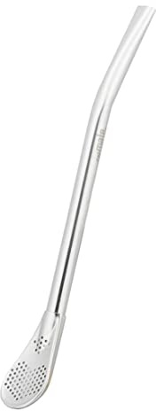 caáMate Bombilla ● Mate Tee Sieb Trinkhalm in Löffelform ● Edelstahl 16cm Spülmaschinenfest ● Das Original (Silber)