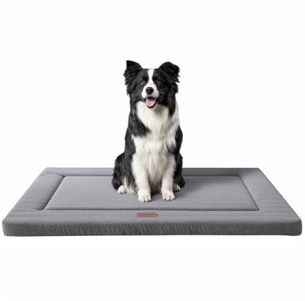 WESTERN HOME Dog Bed for Crate, Medium/Large Dogs Crate Bed with Soft Wavy Plush Comfortable Anti-Slip Kennel Pad Washable Pet Beds Mat for Dogs & Cats, Grey