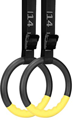 BOOSTEADY Turnringe Set – Gymnastikringe mit 4,6m verstellbarem Nylonband, rutschfeste ABS Klimmzug Trainingsringe für Indoor & Outdoor (bis 1200 lbs) | Fitnessringe für Kinder Erwachsene