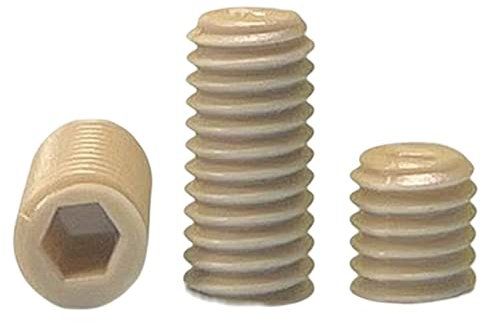 Lot de 2 vis à riz sans tête en nylon beige M4 x 6 mm, pour boulons de bricolage, pièces mécaniques, accessoires, fixations.