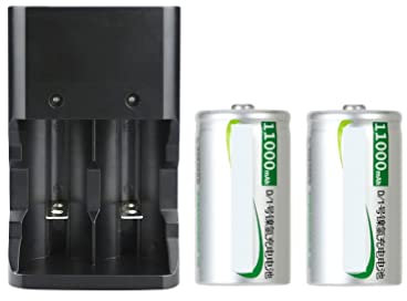 XCC Juego de baterías Recargables n. ° 1, Calentador de Agua de 10000 MAh, Estufa de Gas, Tipo D Grande, 1 Carga, 2 Potencia (Color : 11000mAh, Size : Two)