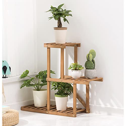 PJDDP Scaffale Piante Portafiori da Interno, Porta Piante e Vasi da Esterno a 3 Livelli in Legno, Supporto per Piante Espositore per Vasi da Fiori per Cortile, Giardino, Patio, Balcone, Soggiorno