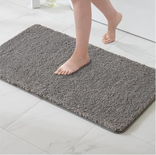 MIULEE Badematte Weiche Badteppich rutschfest Badvorleger Fußmatte Badzimmermatte Bettvorleger Flauschig Teppich Badezimmerteppich Duschmatte für Bade & Wohnzimmer Schlafzimmer 70x120 cm Grau