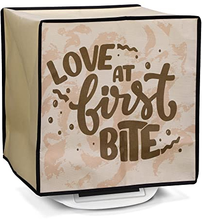 kwmobile Cover Protettiva Compatibile con Thermomix Bimby TM5 / TM6 - Copertina Antipolvere Cooking Blender Amore al Primo Morso marrone scuro/marrone chiaro/beige