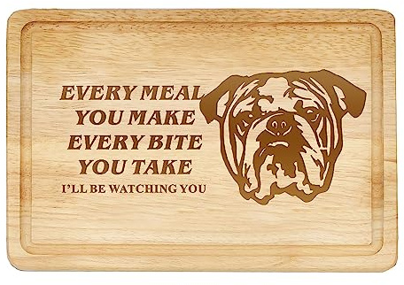 English Bulldog Wooden Chopping Board - Oak Dog Gifts Cheese Boards Laser Engraved - Home Decor for Women Birthday