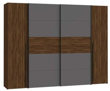 Forte Narago Armoire 270, Portes Coulissantes et Battantes, Noyer/Gris Tungstène, 270.3x210.5x61.2cm