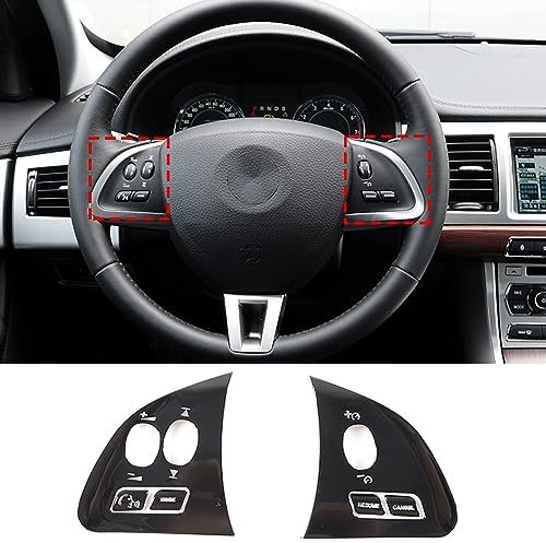 DIYUCAR Aluminum Alloy Black Car Styling Steering Wheel Button Frame Covers Trim Stickers For Jaguar XF 2012-2015 Interior Accessories