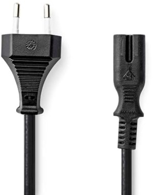 NEDIS strömkabel – euro hane – IEC-320-C7 – rak – förnicklad – 5,00 m – rund – PVC – svart – låda