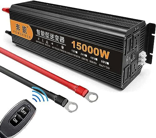 Inverter 12000W 15000W Power Inverter a onda sinusoidale pura DC 12V/24V a CA 220V 230V 240V Convertitore di tensione per adattatore per caricabatteria da auto con convertitore USB (15000W,12V)