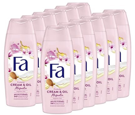 FA Duschgel Cream & Oil Magnolia (12x 250ml), 95% Inhaltstoffe natürlichen Ursprungs, genieße die pflegende Duschcreme mit milder, veganer Formel und dem Duft von lieblicher Magnolie