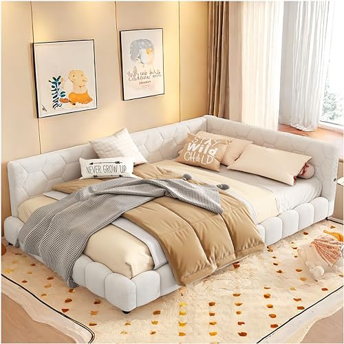 Racxily Schlafsofa 140 x 200 cm, Schlafsofa mit 16 Farben, Schlafsofa mit USB-Aufladung, Schlafsofa 2-Sitzer (Weiß, 140 x 200)