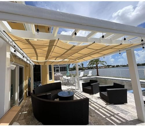 Kanduo Versenkbare Pergola-Abdeckung Einziehbare Wellenmarkise, hängende Terrassenmarkise, anpassbar, der Oben genannte Preis Gilt for 1 Quadratmeter Einziehbare Wellenmarkise