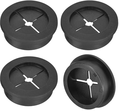QUARKZMAN 4 Piezas Pasacables de Escritorio de Goma 1-3/8 (35mm) Cubierta de Orificio de Cable Pasacables para Organizador de Cables de Escritorio de Oficina Negro | Pasacables de goma flexible, cubierta con orificio para cables, organizador de cables y escritorio de ordenador