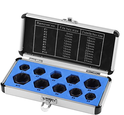 Kit de Retrait de Vis D'écrou, 10 Pièces Ensemble de Retrait D'extracteur en Acier allié Kit D'outils de Filetage de Dissolvant D'écrou de Cosse dénudé de Boulon Facile