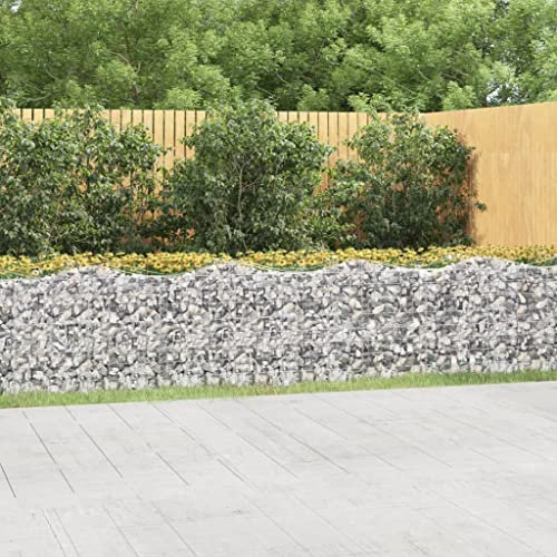 DYRJDJWIDHW Plante Exterieur Jardin,Pot de Fleur Exterieur Grande Taille,Lit surélevé à gabions arqué 800x50x100 cm Fer galvaniséConvient pour Les patios, Les balcons et Les Jardins