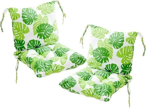 Ataoyus 2-pack stolskuddar med ryggstöd, sittdyna, ryggkudde med band, låg ryggkudde, trädgårdsstolskudde 40 x 80 cm, avtagbar ryggkudde