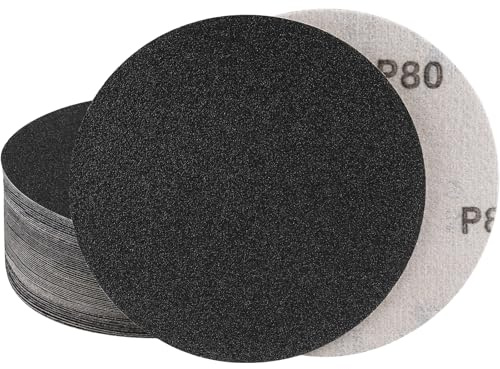 STEBRUAM 30Pcs Disque a Poncer 150mm Grain 80 Papier Abrasif | Silicon Carbide,No Hole,Dry Wet,Sandpaper,Random Orbital Sander