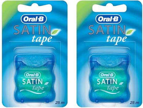 2 x Oral Satin Tape 25m Dental Waxed Mint Flossing Tape Oral Care for Fresh Clean Feel