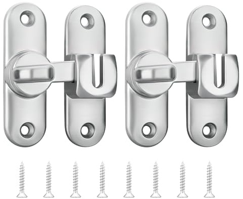 VEGCOO 2Pcs Cerradura de Puerta Corredera Pestillo Puerta,Pestillo Puerta Corredera 90/180 Grados de Acero Inoxidable con Tornillo, para Dormitorio,Baños,Gabinetes,Ventana,Puertas de Granero,Jardín