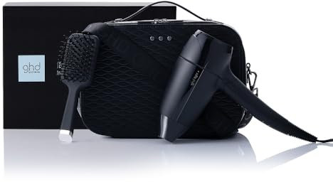 GHD - Coffret Flight+, Sèche Cheveux Voyage (Noir), Mini Brosse & Vanity inclus - Compact, Léger, Pliable. Puissant 1600 W, Double voltage. Cadeau pour Lui, Cadeau pour Elle. Tous types Cheveux