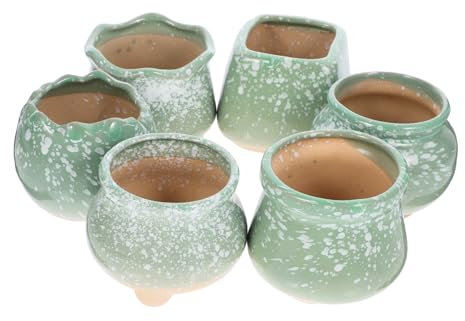 YARNOW 6stücke Grüner Blumentopf Aus Keramik Sukkulenten Blumentopf Keramik Blumentöpfe Mini Übertopf Praktische Pflanzentöpfe Für Garten Zuhause Und Büro