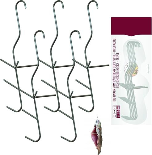 5 X Dreifache RäUCHERHAKEN für Fisch Haken zum Fischen Fisch Raucherhaken fleischhaken Räucherei für Raucher Grill Fleischerhaken Fischhaken, Fleischerhaken, Metzgerhaken Fischhaken zum Räuchern
