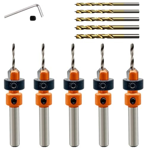 Svasatore per Legno set, Non Scivola Facilmente, Profondità Regolabile, Punte Trapano Legno, Tagliente e Resistente All'usura, Adatto per, Cartone Compresso, Plastica (dimensioni uniformi)