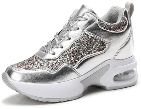 MIXSEN Basket Compensee Femme Sneakers Basses Compensées 8 cm Chaussures Talon Compensé Tennis