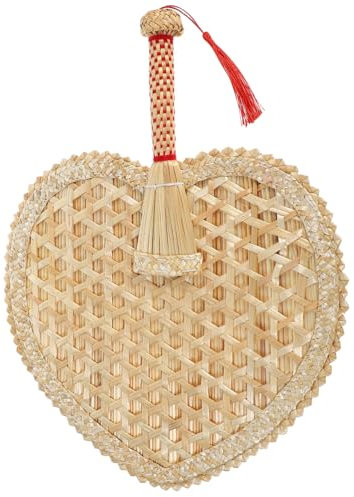 Vaguelly Handheld Straw Woven Fan Summer Fan Rustic Decorative Straw Easy to Carry