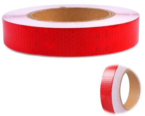 TESSTSY Reflektorband Selbstklebend Rot 23m x 2.5cm, Wasserdicht Reflektorband Selbstklebend, Reflektierendes Warnband, Reflektierendes Sicherheits Warnband, für Fahrrad, Fahrzeuge, Autos
