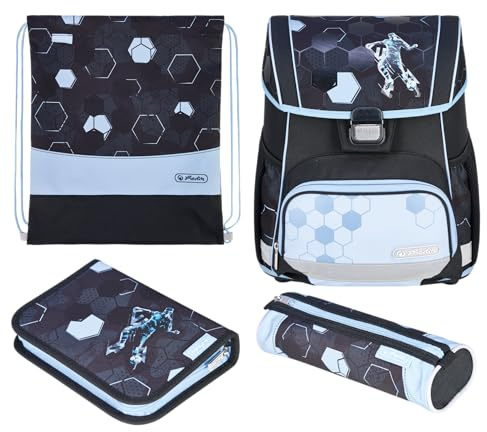 herlitz Schulranzen Set 4-teilig Loop 17 L Ergonomischer Tornister mit geringem Gewicht 1. Klasse Junge Mädchen Kinder