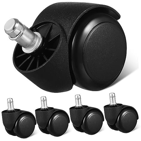Housoutil 5pcs Universal Replacement Computer Chair Wheels 11x22mm Black Insert Stem Smooth Rolling Office Caster Wheels for Desk and Gaming Chairs