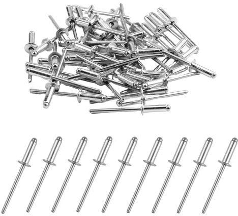 50 Pièces Rivets Aveugles en Aluminium avec Large Tête 4mm x 12mm, Rivets à Bout Ouvert, Rivets Pop