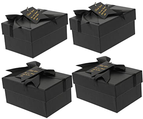 PACKOVE 4stücke Schwarze Geschenkbox Aus Pappe Kleine Und Große Flache Papier Geschenkboxen Für Geschenkverpackung Geschenkebox Für Kosmetik Stabile Geschenkbox-dekorationen