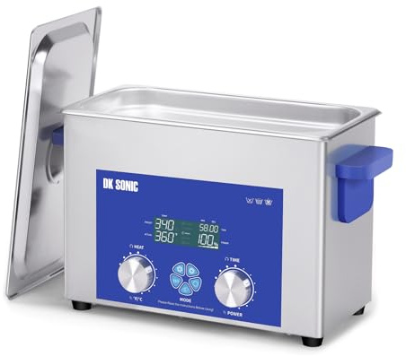 DK SONIC Industrial Ultrasonic Cleaner 4L, 120W | Professional Jewelry Cleaner with Power Adjustable Function,Timer, Heater & Basket | Multi-Application for Jewelry, Glasses, Chains, Watches