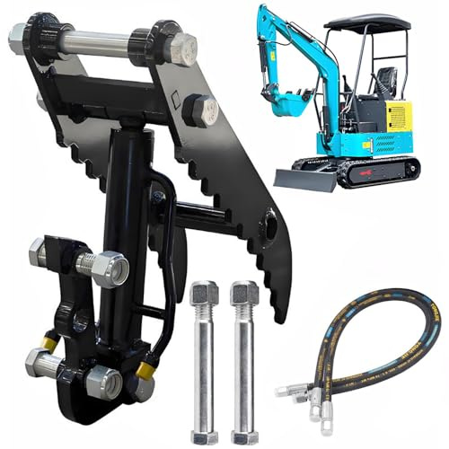 L-Shaped Bracket Hydraulic Thumb Clip for Agt-VA13C-VICSEC,L-Bracket Classic Mini-Excavators,3-Hole Hydraulic Thumb Attachment with 2 Hydraulic Hoses