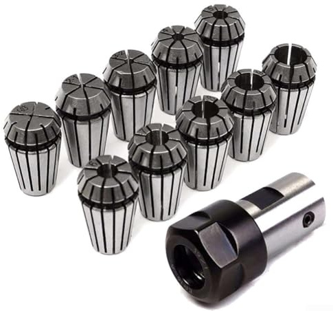 Eawfgtuw 10PCS Spring Collet Set with 8mm Extension Rod Motor Shaft Holder for Milling Lathe Machine Tool Workholding Milling Machine Collets Engraving Machine Accessories