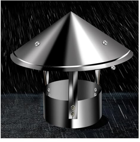 Comignolo Conico zincato - Cappuccio Antipioggia in Acciaio Inox, Copertura per sfiato Tondo, estremità del Tubo di Scarico in Metallo, 30 cm x 50 cm - Protezione da Neve e Pioggia per camin