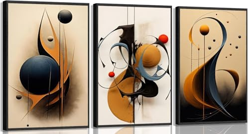 3Pcs Modern Minimalist Wall Art Abstract Geometric Wall Decor Pictures Painting Color Line Posters Prints Aesthetic Room Artwork for Office Bedroom Home Decoration 12x16in Unframed