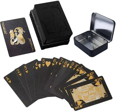 DEFGNOP Coole Plastikspielkarten mit Box, Kartenspiel, wasserdichte Spielkarten Pokerkarten für das Geschenkpartyspiel (Schwarze Rose)
