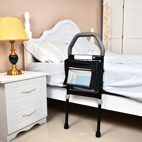 Cuidora - Barrière de Lit Adulte Anti-Chute – Barrière de Sécurité pour Personnes Âgées – Barre de Lit avec Pieds et Poignée Antidérapante – Appui de Lit Senior pour Aide à la Mobilité